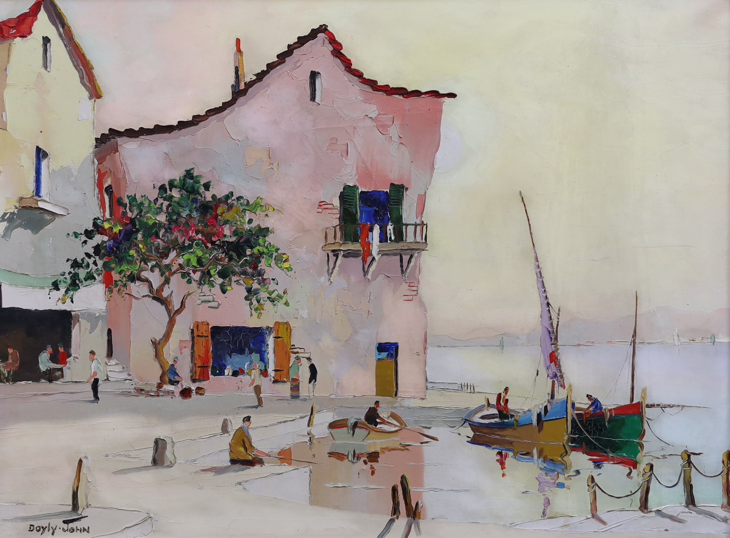 Cecil Rochfort D'Oyly-John (British, 1906-1993), 'St Tropez, Riviera about 7.30', oil on canvas, 46 x 61cm